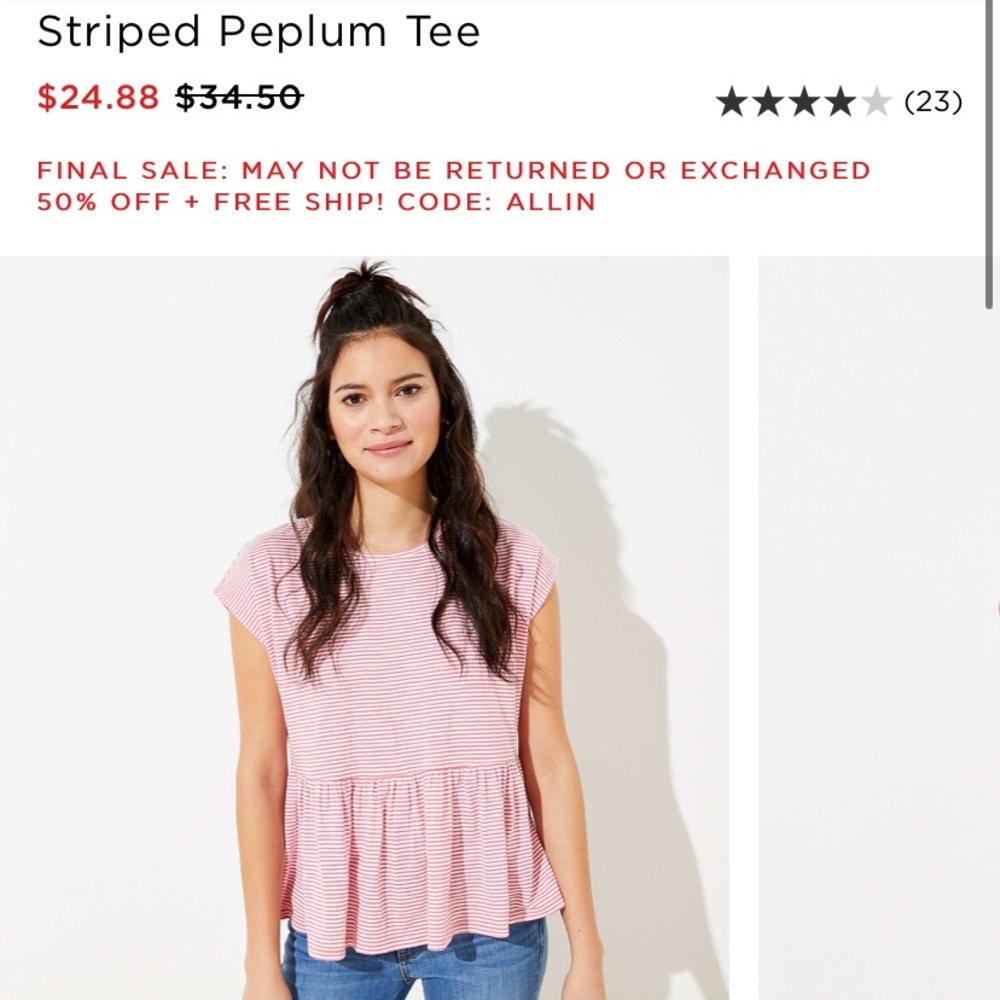 Loft Striped Peplum Tee